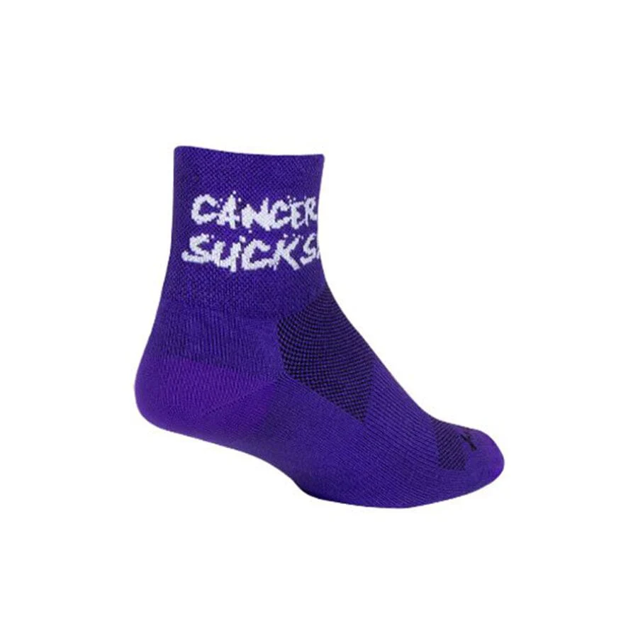 SockGuy 3" Flat Knit, Standard Socks Cancer Sucks Purple